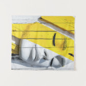 Tenture Fille cachée derrière des fragments jaunes (Devant (Horizontal))