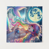 Tenture Fille d'anime chantant clair de lune pixie mermaid (Devant (Horizontal))