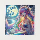 Tenture Fille d'anime chantant clair de lune pixie mermaid (Devant)