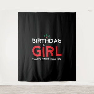 Tenture Fille d'anniversaire Noël Xmas Jour d'anniversaire