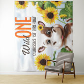 Tenture Fille de Tournesol de vache premier anniversaire (En situation)