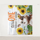 Tenture Fille de Tournesol de vache premier anniversaire (Devant)