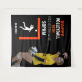 Tenture Fille de volley-ball Anniversaire, Équipe de joueu (Devant (Horizontal))