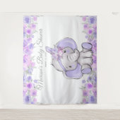 Tenture Fille Éléphant Bohème Violet Baby Shower XL Toile  (Devant)