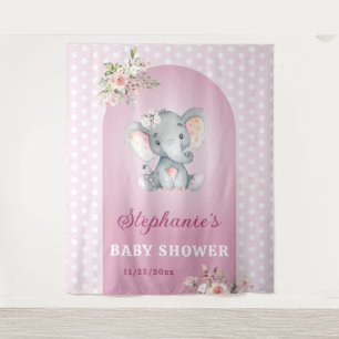Tenture Fille Eléphante Rose Baby shower Petite cacahuète 