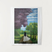 Tenture Fille en robe blanche (Devant)