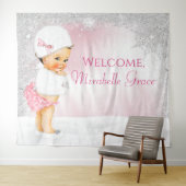 Tenture Fille Fond de Décoration pour Baby Shower sur le t (En situation (horizontale))