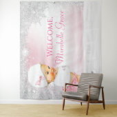 Tenture Fille Fond de salle pour Baby Shower Hiver Rose Wo (En situation)
