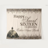 Tenture Fille Glam Brown gouttes mousseuses Douce 16 Anniv (Devant (Horizontal))