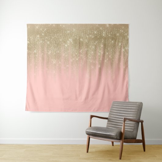 Tenture Fille Glamour Or rose Parties scintillant Gradient (En situation (horizontale))