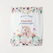 Tenture Fille Licorne Arc-en-ciel Fleur Anniversaire Bienv (Devant)