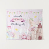 Tenture Fille Licorne Fleur Aquarelle Bienvenue Anniversai (Devant (Horizontal))