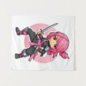 Tenture Fille Ninja rose (Devant (Horizontal))
