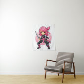 Tenture Fille Ninja rose (En situation)