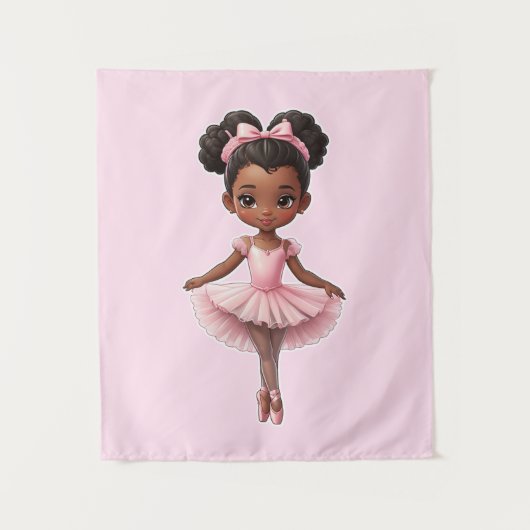 Tenture Fille noire Ballerina Rose Ballet (Devant)