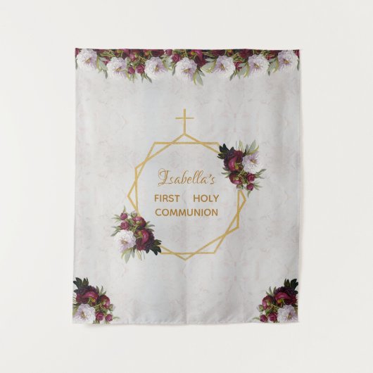 Tenture Fille Première Communion Arrière-plan Marbre Bourg (Devant)