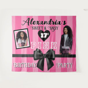 Tenture Fille ROSE Anniversaire Fête Photo personnalisée N
