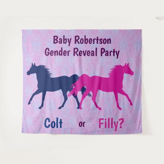 Tenture Fille rose ou Poulain bleu Révélation du sexe Fête (Devant (Horizontal))