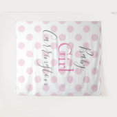 Tenture Fille Rose Pois Script Fête de Bébé (Devant (Horizontal))