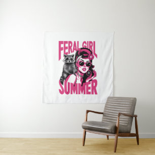 Tenture Fille sauvage vintage été Opossum Drôle Raton lave