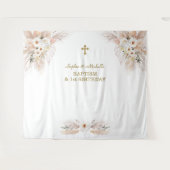 Tenture Filles Florales Roses Jumelles 1er Anniversaire Ba (Devant (Horizontal))