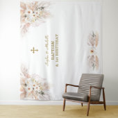 Tenture Filles Florales Roses Jumelles 1er Anniversaire Ba (En situation)