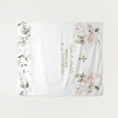 Tenture Filles Florales Roses Jumelles Baptême 1er Anniver (Devant (Horizontal))