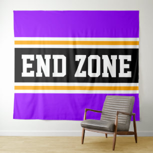 Tenture FIN ZONE Bright Violet Noir Jaune Stripes De Cours