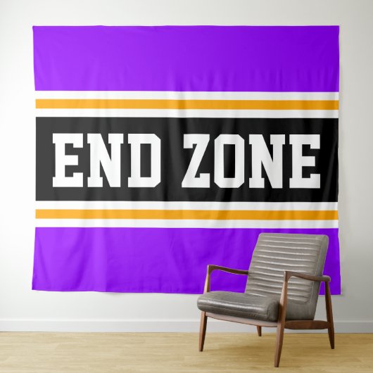 Tenture FIN ZONE Bright Violet Noir Jaune Stripes De Cours (En situation (horizontale))