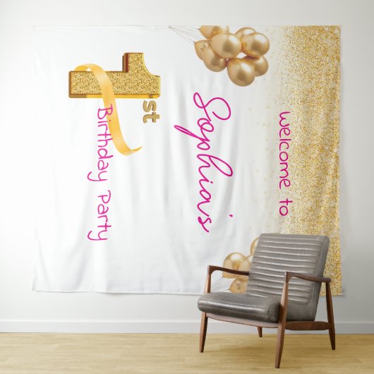 Tenture First Birthday Tapestry (En situation (horizontale))