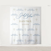 Tenture First Communion banner backdrop blue and gold (Devant)