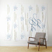 Tenture First Communion blue photobooth backdrop (En situation (horizontale))