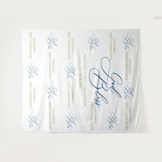 Tenture First Communion blue photobooth backdrop (Devant (Horizontal))