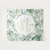 Tenture First Communion Eucalyptus greenery backdrop (Devant (Horizontal))