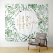 Tenture First Communion Eucalyptus greenery backdrop banne (En situation (horizontale))