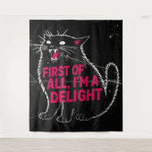 Tenture First Of All I'm A Delight Roaring Black Cat (Devant)