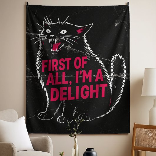 Tenture First Of All I'm A Delight Roaring Black Cat