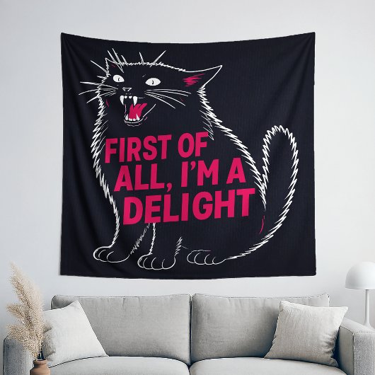 Tenture First Of All I'm A Delight Roaring Black Cat