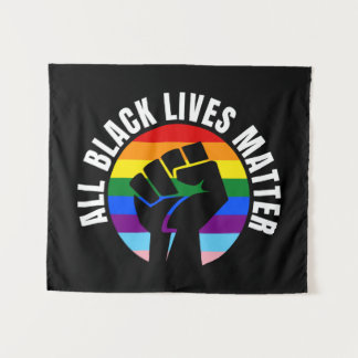 Tenture Fist Black Lives Matt et drapeau LGBTQ