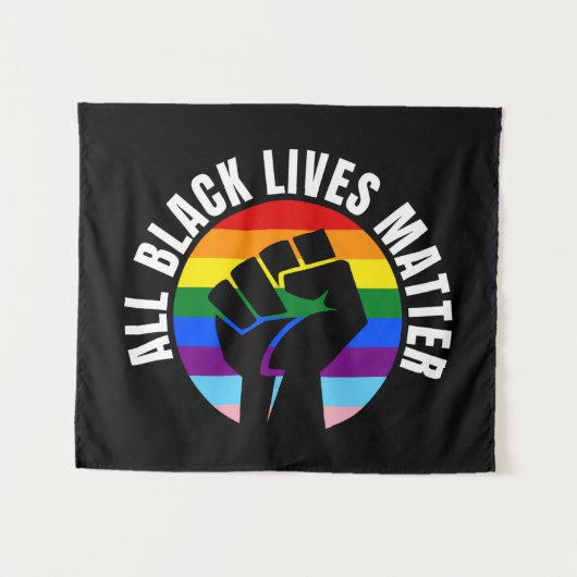 Tenture Fist Black Lives Matt et drapeau LGBTQ (Devant (Horizontal))