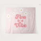 Tenture Five est Vibe Retro Daisy Pink 5e anniversaire Ban (Devant (Horizontal))