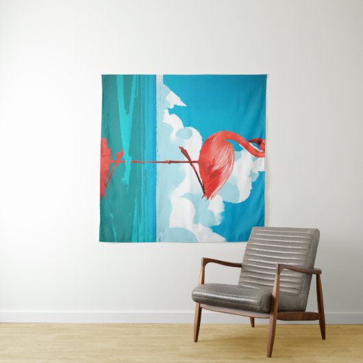 Tenture Flamant rose (En situation (horizontale))