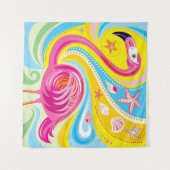 Tenture Flamant rose avec étoile de mer (Devant (Horizontal))