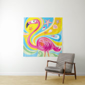 Tenture Flamant rose avec étoile de mer (En situation)