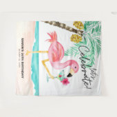 Tenture Flamant rose Beach Cocktail Tropical Birthday Tape (Devant (Horizontal))