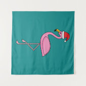 Tenture Flamant rose de Noël avec Santa Hat (Devant (Horizontal))