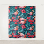 Tenture Flamant rose et aquarelle du jardin tropical (Devant)