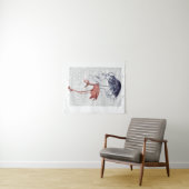 Tenture Flamant rose et parasol (En situation (horizontale))