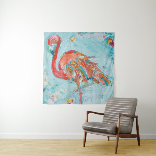 Tenture Flamant rose lumineux (En situation (horizontale))
