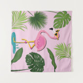 Tenture Flamant rose Palm Feuille Tropical Design (Devant (Horizontal))